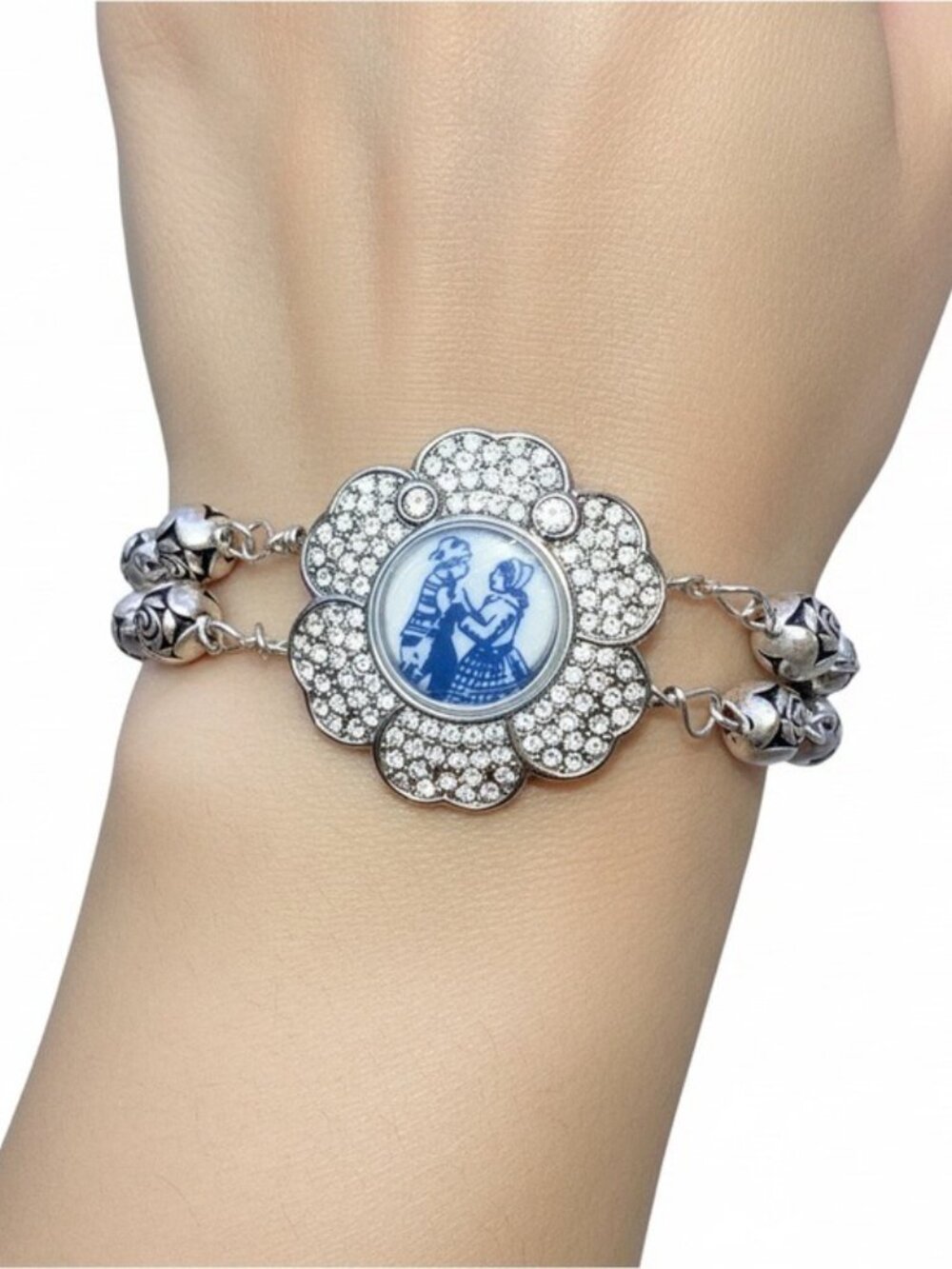 Denmark Icon Mug Mother & Child China Bracelet - Vintage Watch Upcycled 8.5" - Picture 2 of 14